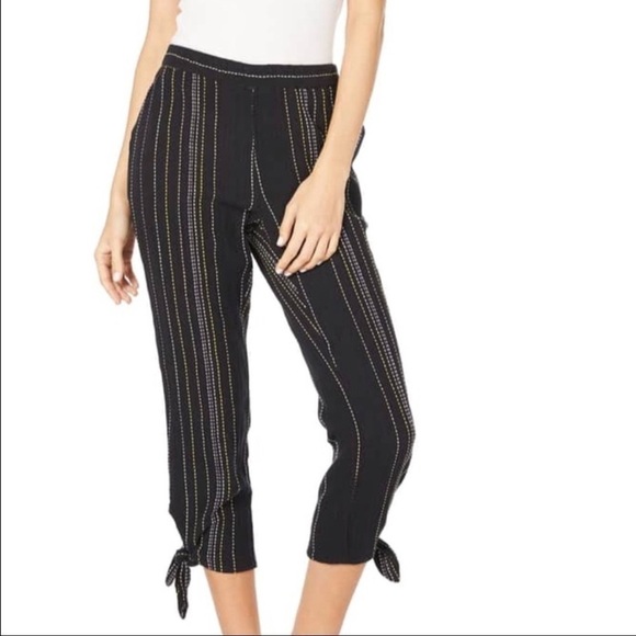 Michael Stars Stitch Stripe Side Tie Capri Pants S - Picture 3 of 9